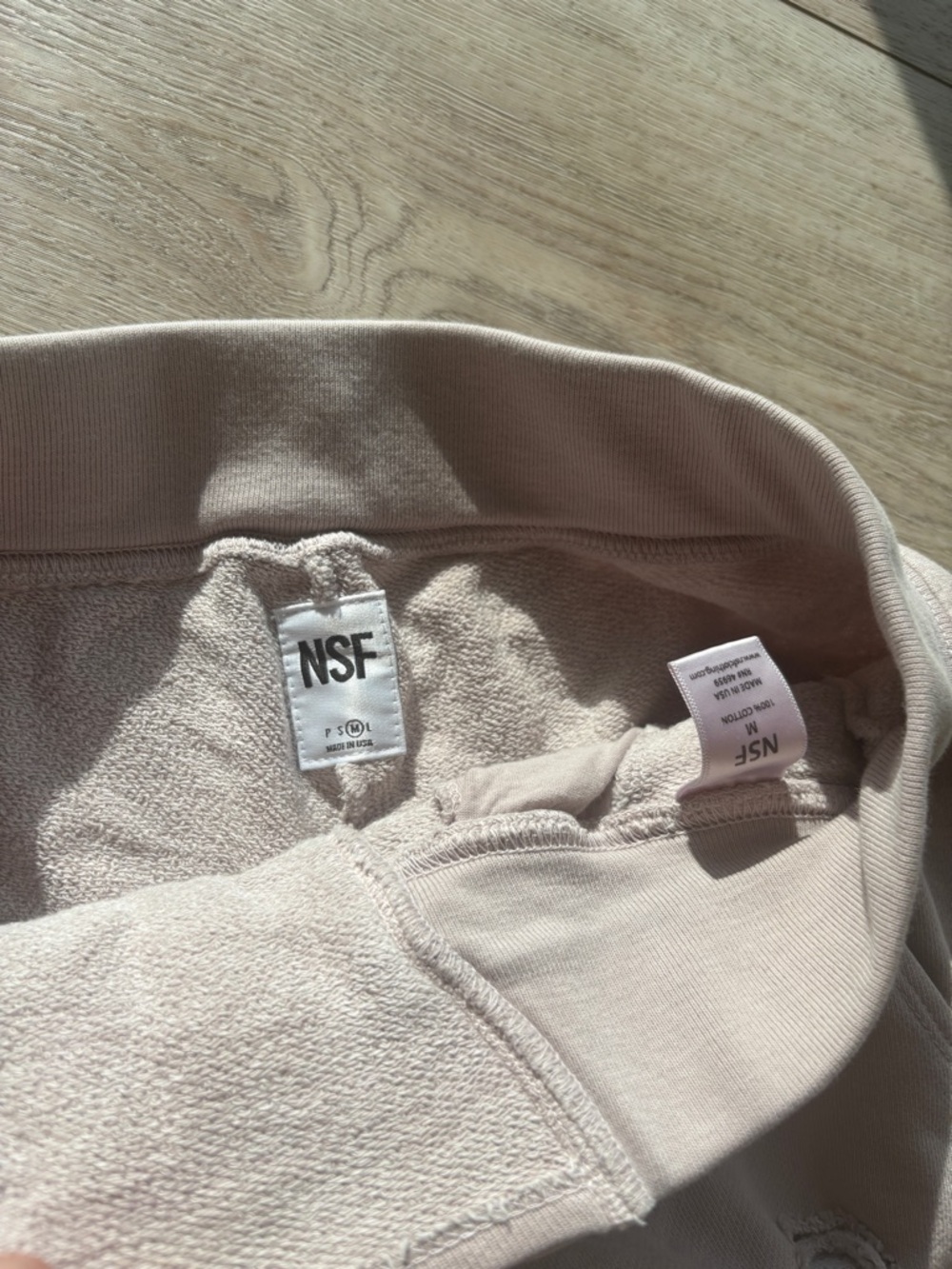 NSF brand laced up distressed sweats/joggers  in Light Beige - Picture 3 of 6